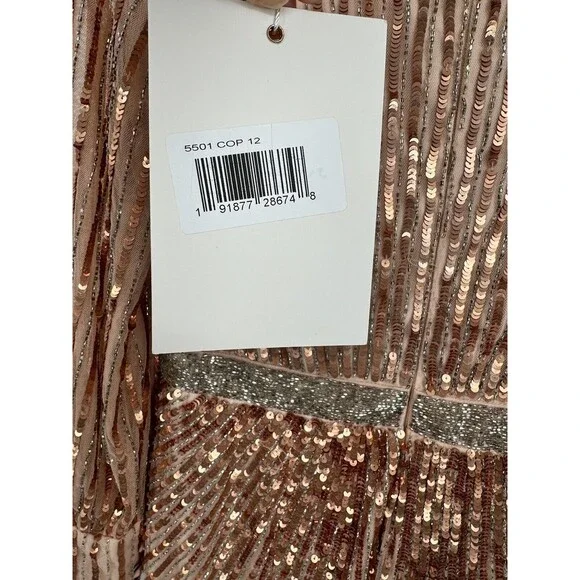 Mac Duggal Women's Size 12 Cooper Formal Evening Dress Long Sleeve, NWT Sequin